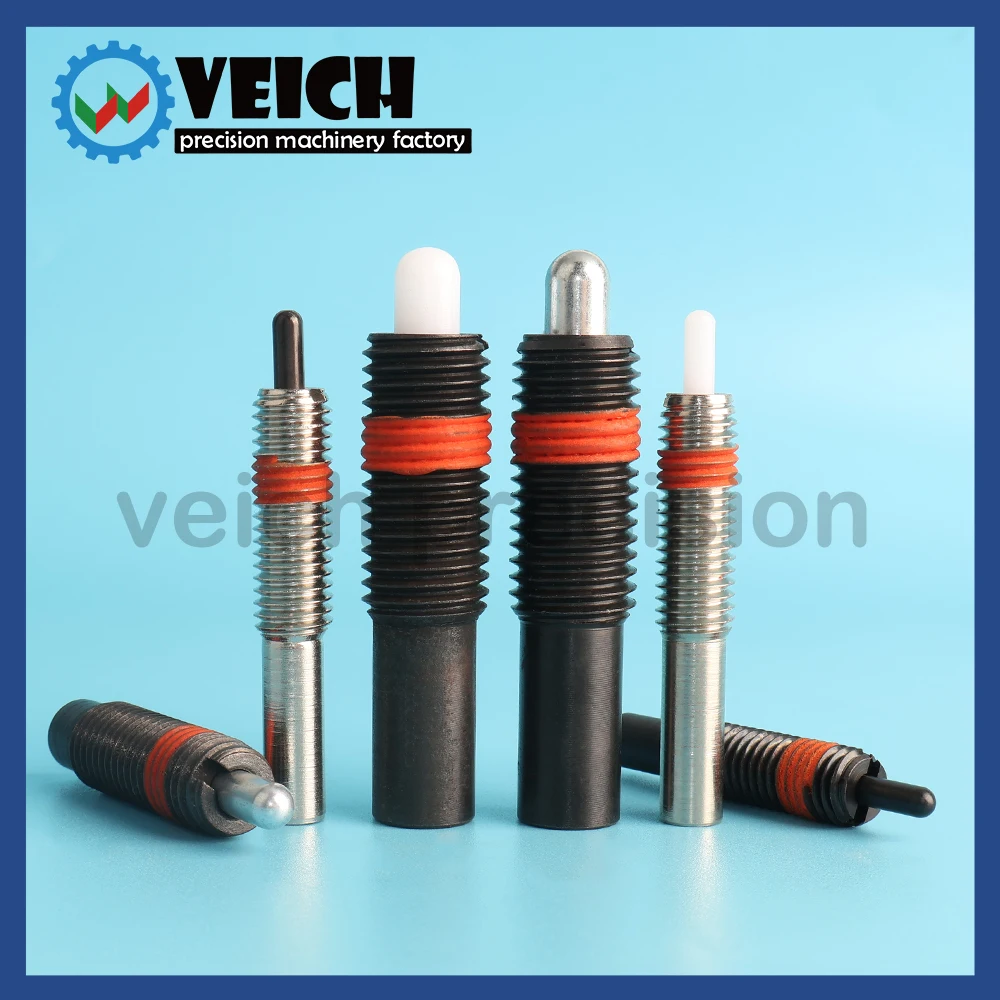 VEICH VCN516 Spring Load Plunger Carbon Steel Pretending Losening POM Pin  Spring Locating Plunger Semi-threaded Plunger M3~M30