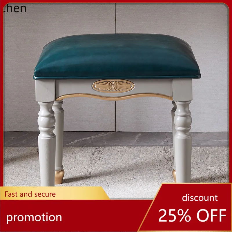HT Solid Wood Makeup Table Makeup Stool Gray Dressing Shoe Changing Stool Bedroom Internet Celebrity Guzheng Piano Stool