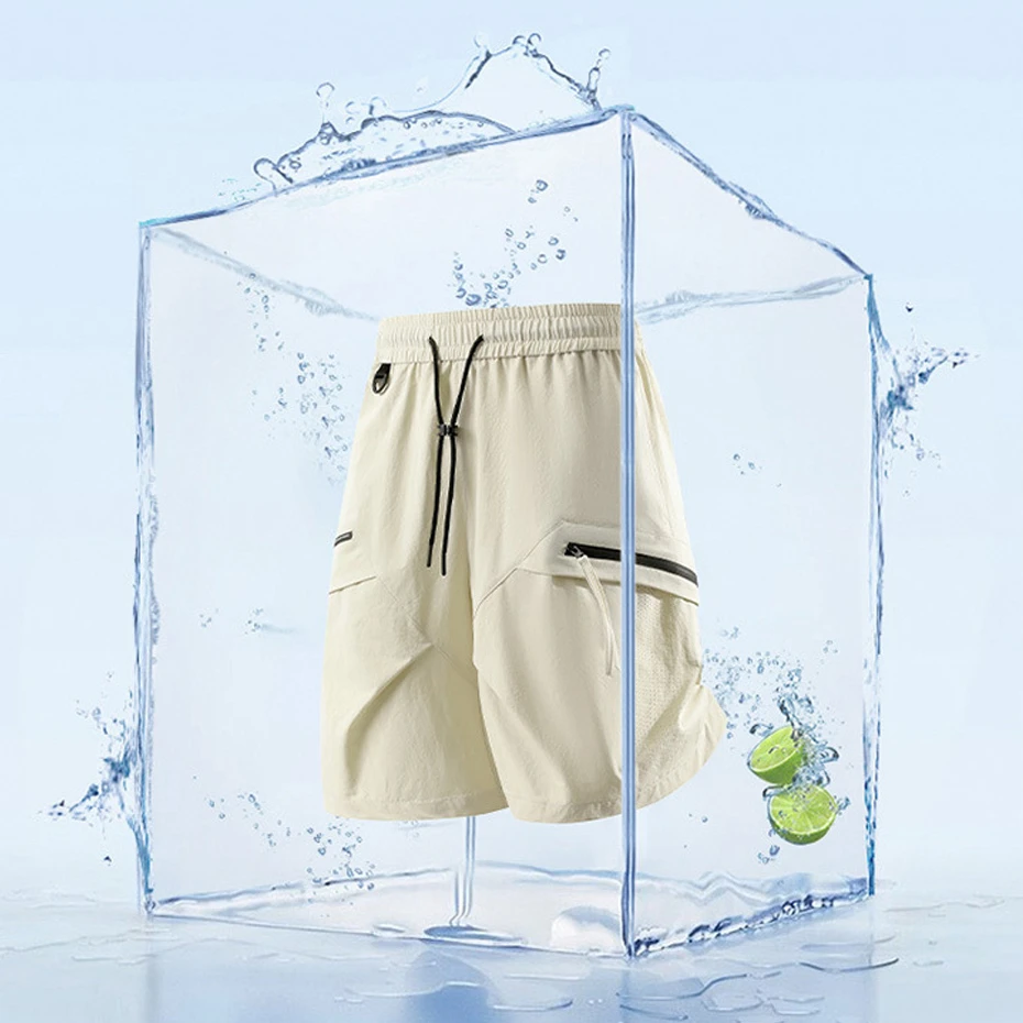 9XL Plus Size Summer Running Shorts Men Cool Shorts Summer Breathable Short Pants Male Fashion Casual Elastic Waist Shorts Black