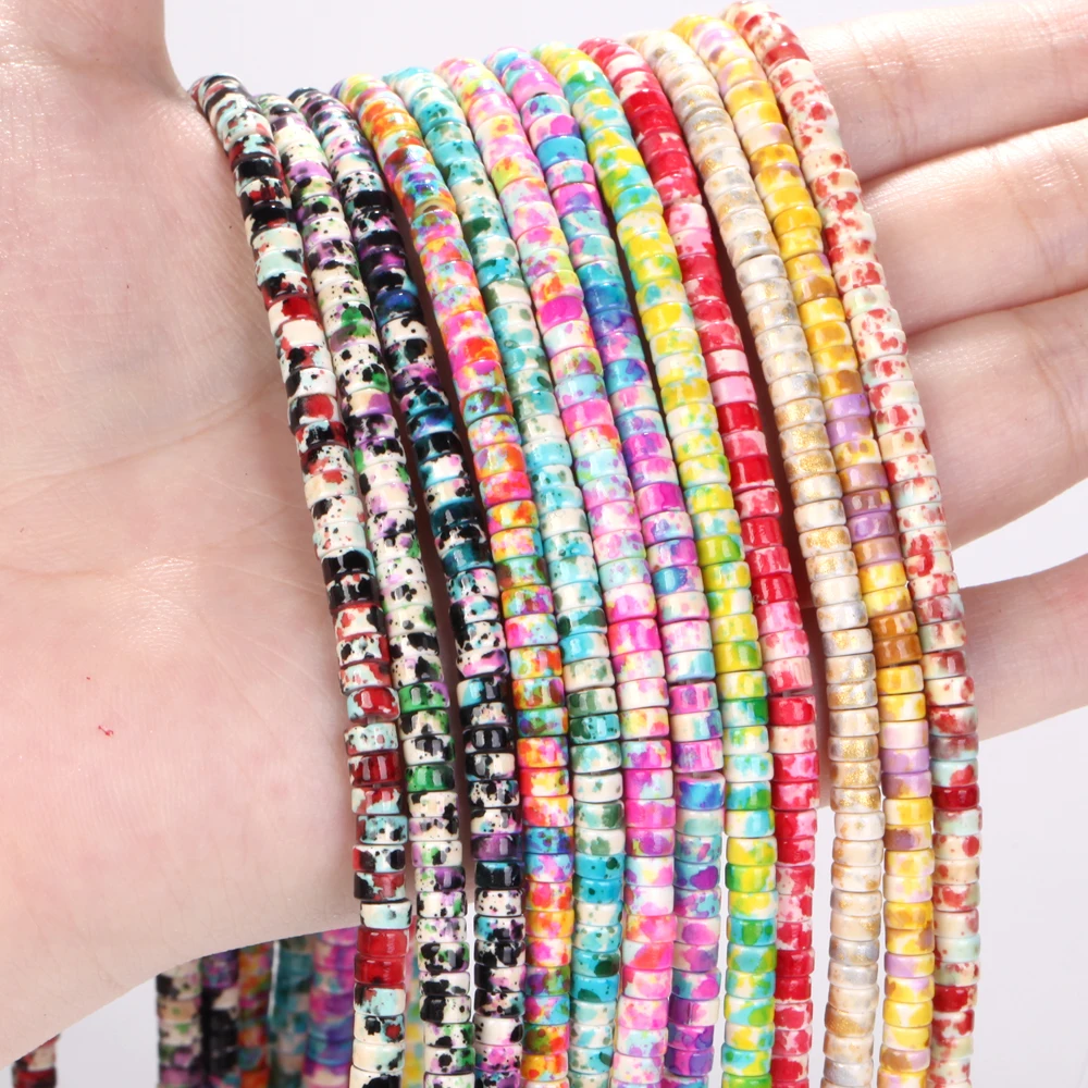 5x2mm Natürliche Mehrfarbige Türkis Stein Perlen Rondelle Spacer Perlen Für Schmuck Machen Diy Halskette Armband Accessorise