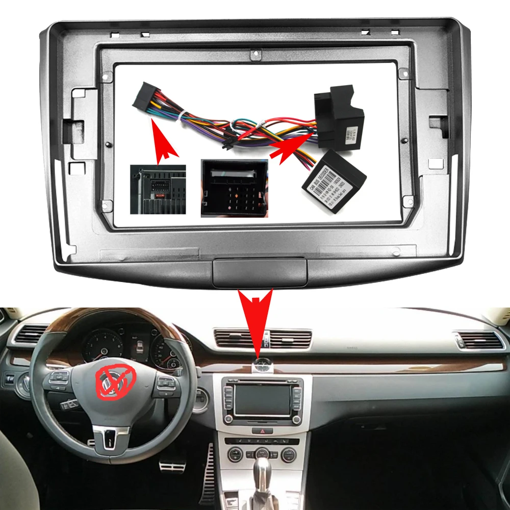 

2 Din Car DVD Frame Audio Fitting Adaptor Dash Trim Kits Facia Panel 10.1" for volkswagen passat b6 cc magotan 2010-2016 radio