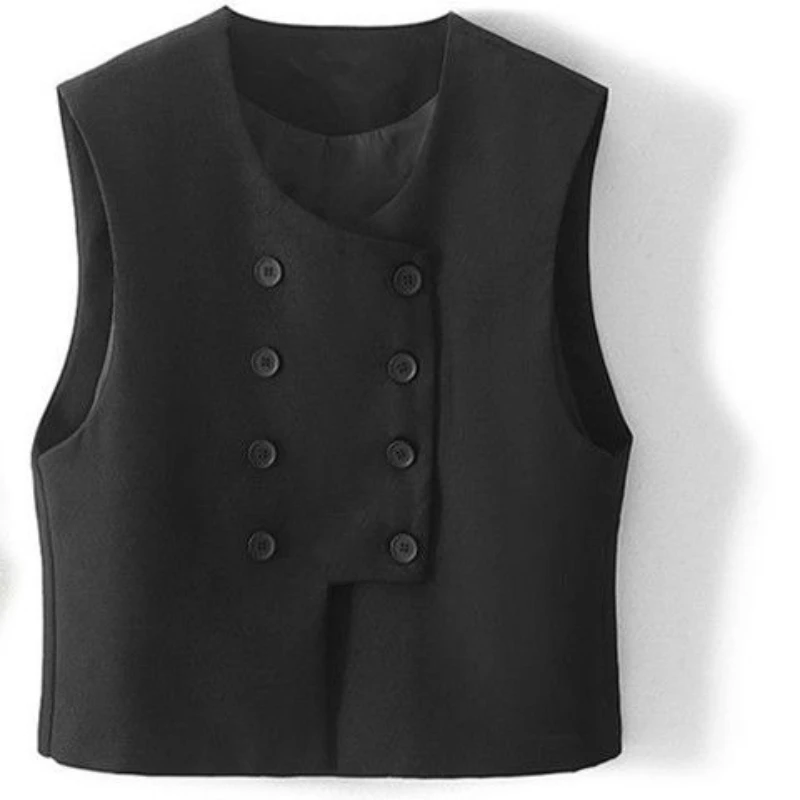 Irregular Premium Sleeveless Short Mujer Chaqueta Layering Elegant Slim Vest High Street Minority Office Lady Ropa Mujer