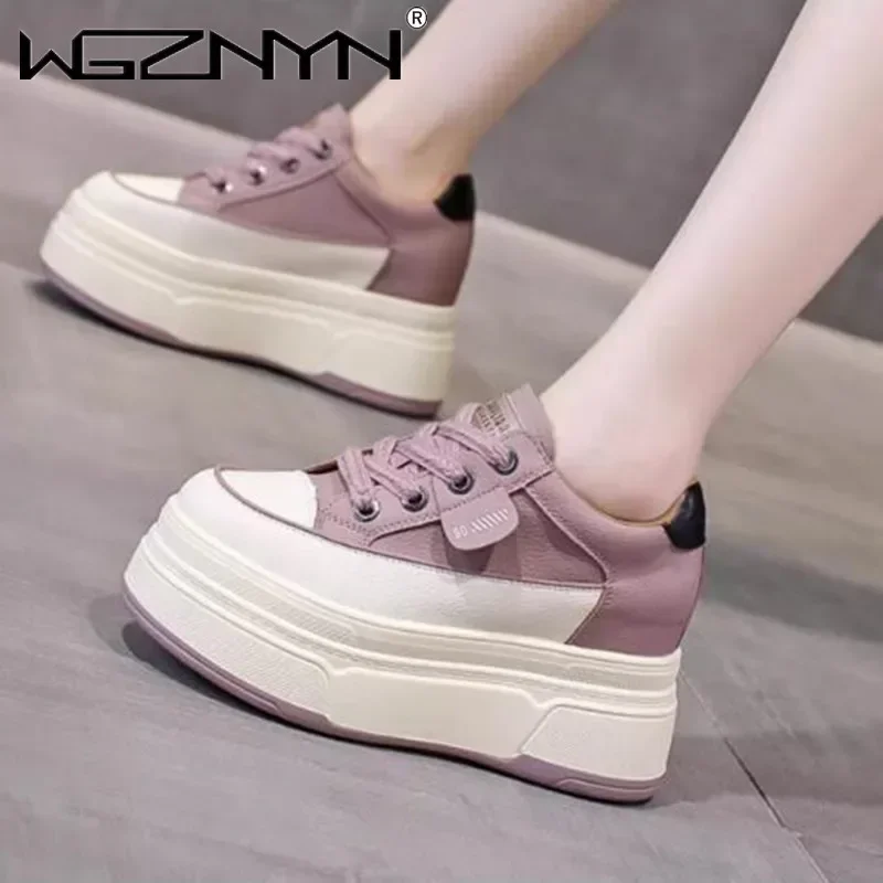 Women Shoes Autumn All-Match Round Toe Increas Height Casual Female Sneakers Clogs Platform Fall Small New Sports Platform Shoes