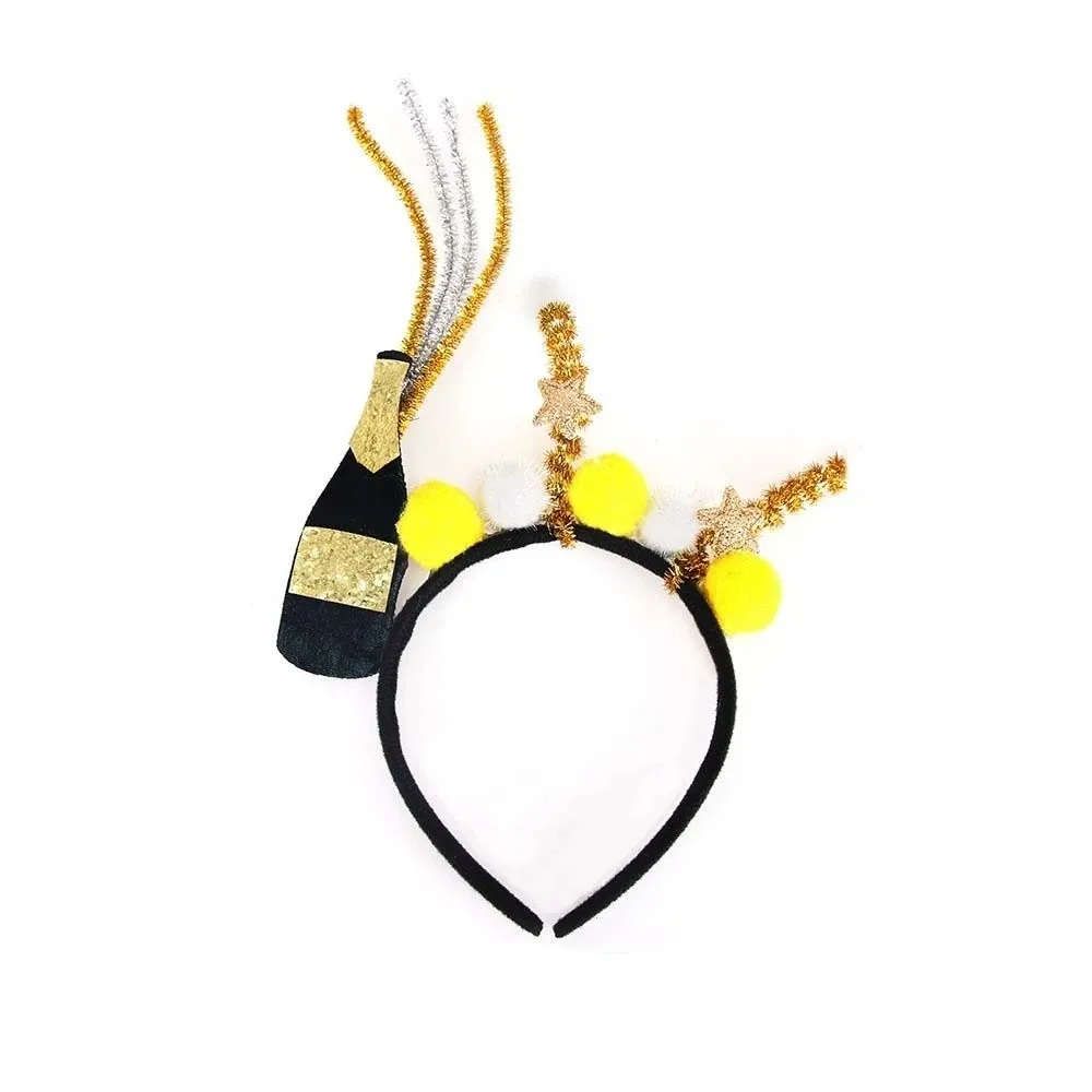 

Новогодняя повязка на голову с блестками 2026, украшение для вечеринки со звездой/короной, рождественский новогодний головной убор, красочный креативный блестящий обруч для волос