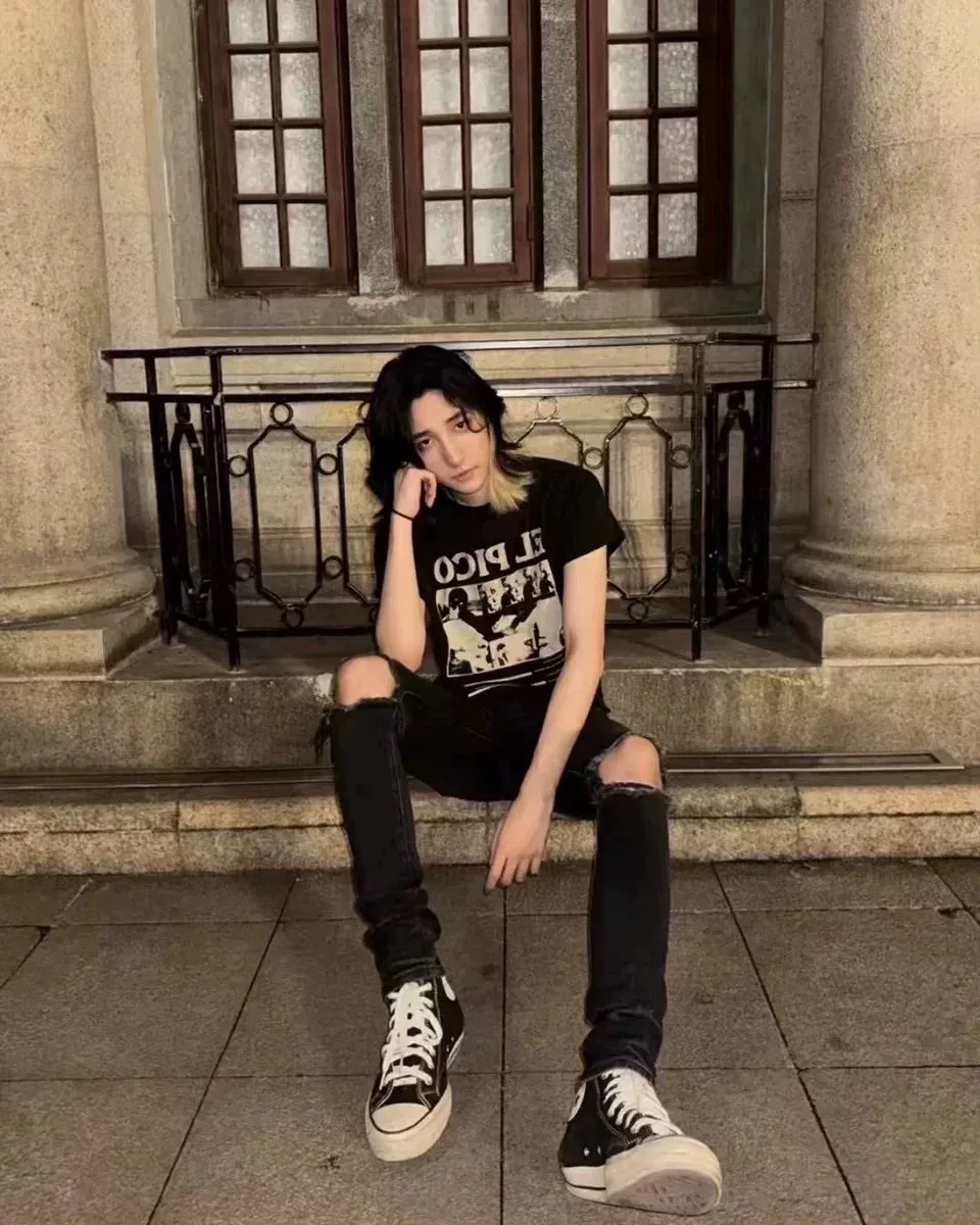 ER/D 24SS Black ELPICO Comic Print Ragged Short Sleeve Tee