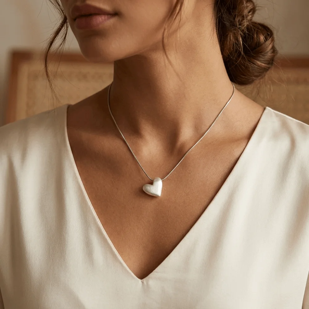 Adjustable Length Water Drop Necklace Silver Alloy Rope Clavicle Chain Vintage Punk Metal Heart Pendant Necklace Autumn Winter