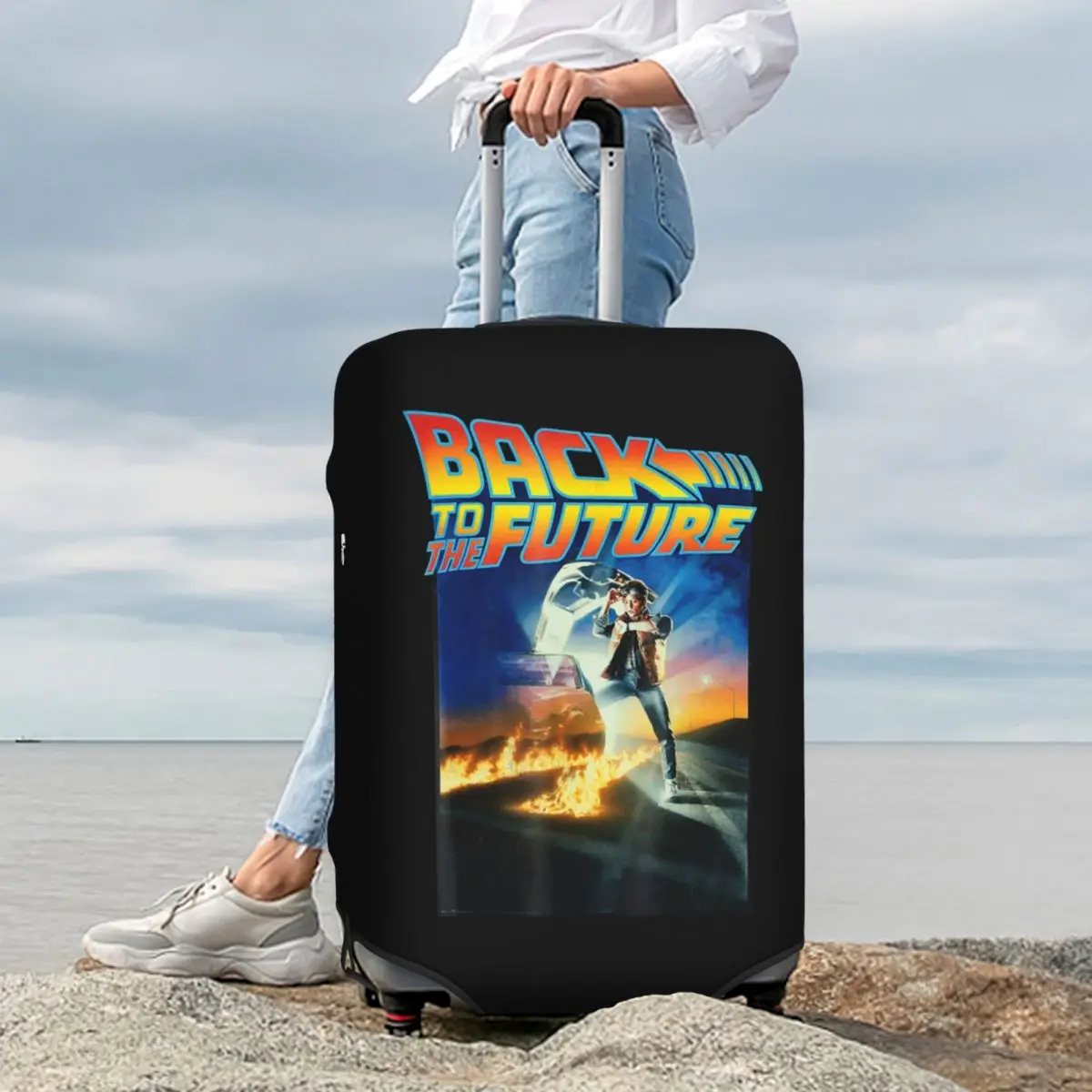 

Back To The Future Suitcase Cover Protection Elastic Travel Luggage Protector Covers for 18-32 Inch