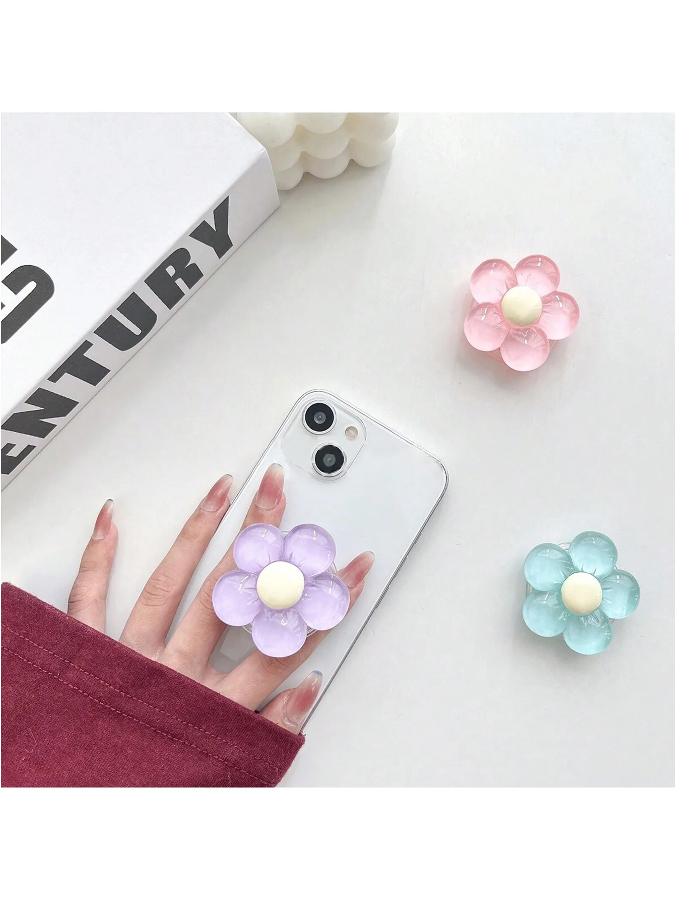 Transparent Crystal Airbag Stand, Small Fresh Flower Retractable Portable Desktop Stand, 1 Piece