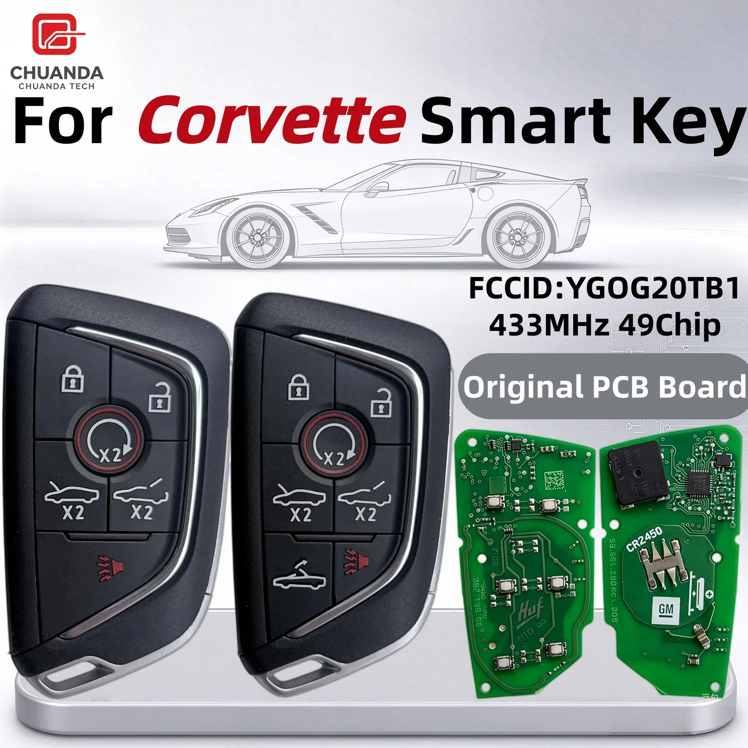 Original Motherboard 433Mhz, 49Chip, Suitable for Chevrolet Corvette C8 2020 2021 2022 2023 2024 Models 13538852 13545155 13538851 13538850