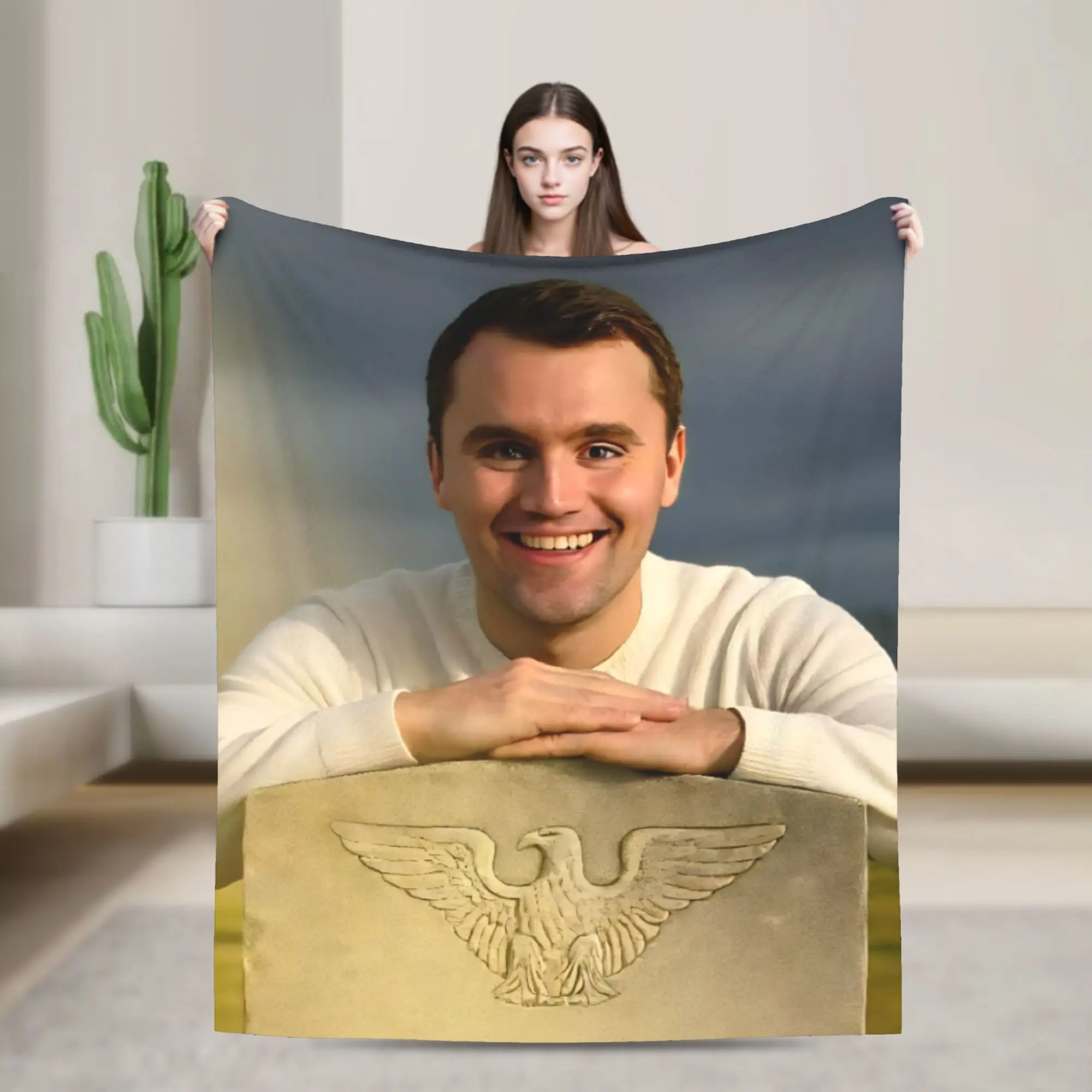 CharlieKirk RIP Knitted Blanket Flannel Funny Meme Lightweight Thin Throw Blankets for Outdoor Travel Bedspread