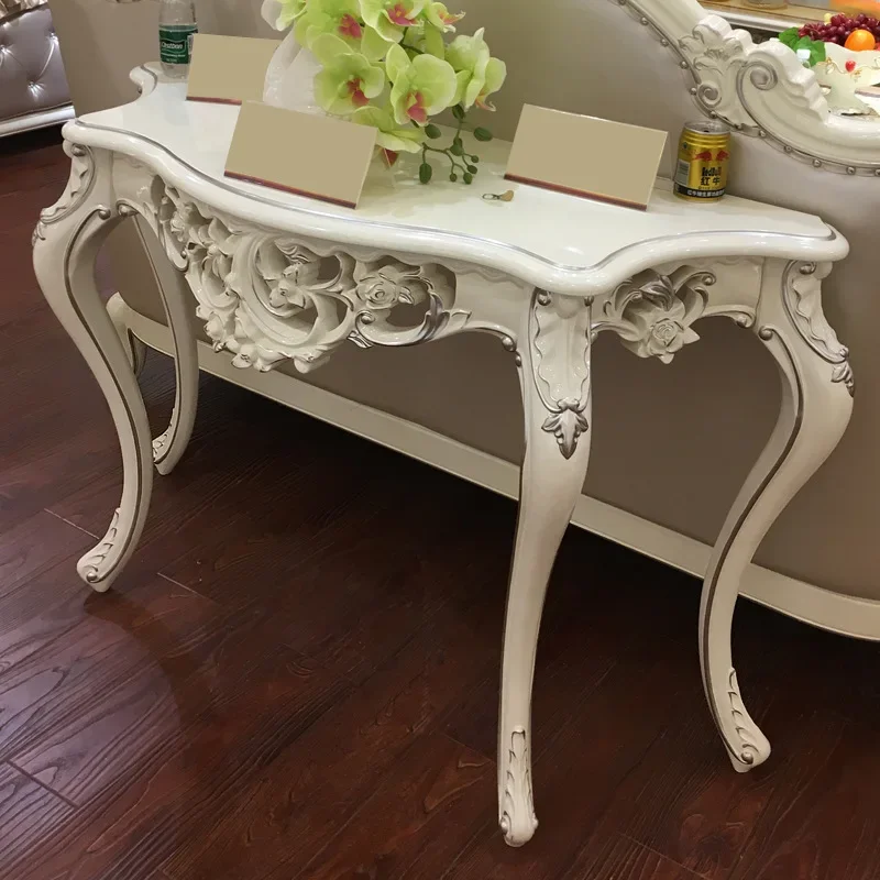 European entrance table pearl white paint aisle flower stand entry garden decorationtable American all solid wood French ebony
