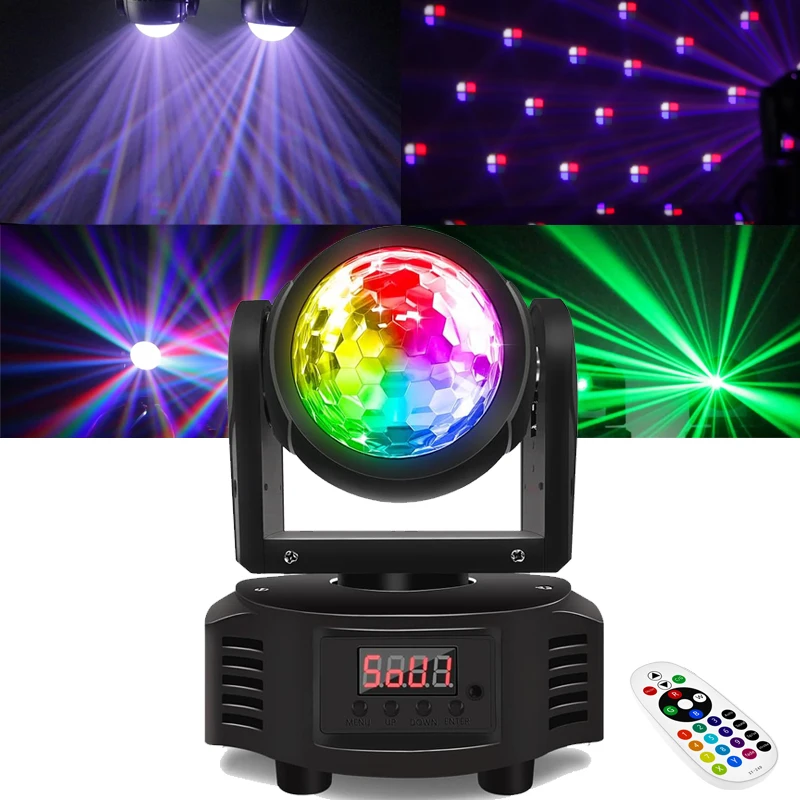 

LED Moving Head Light RGBW Moving Head Disco Ball And Stage Effect Lighting With Sound Activated DMX Control For DJ Disco Party