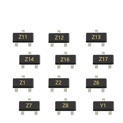 100個smd BZX84C4v7 BZX84C5v1スクリーン印刷Z1/Z2パッケージsot-23トランジスタ4.7v 5.1v BZX84C7v5 BZX84C8v2 BZX84C9v1 BZX84C11v