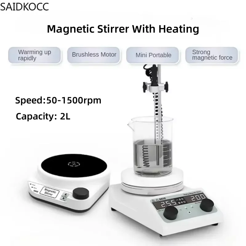 SAIDKOCC 2L Magnetic Stirrer With Heating Stirrer Laboratory Thermostatic Digital Display Thermostatic Stirrer 110v-220v