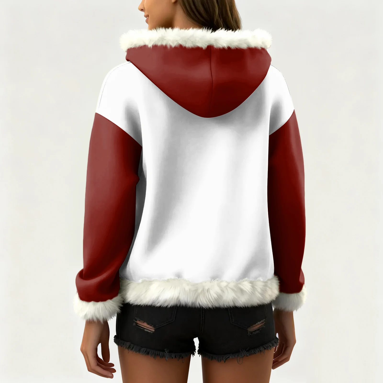 เสื้อฮู้ดลำลองพิมพ์ลายคริสต์มาสสำหรับผู้หญิง เสื้อผ้าผู้หญิง เสื้อผ้าฤดูหนาว โรปา อินวีเรโน มูเฮร์