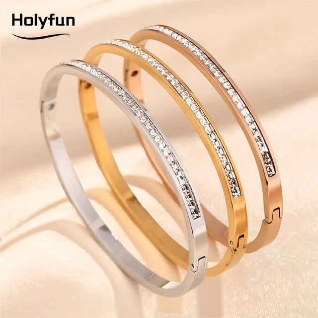 Holyfun Crystal Star Bransoletki ze stali nierdzewnej dla kobiet Biżuteria marki modowej Wodoodporne bransoletki Akcesoria imprezowe