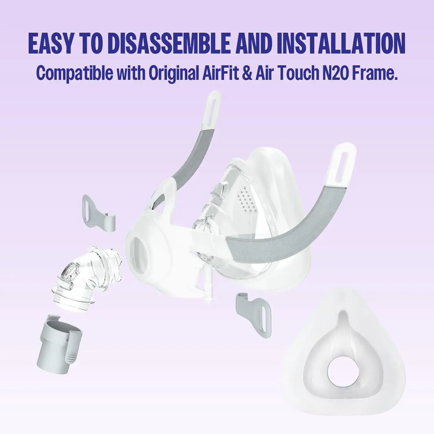 ResMed AirFit F20 Full Face CPAP Mask Durable Replacement Cushion with Silicone Gasket for Comfortable And Tight Fit view 5
