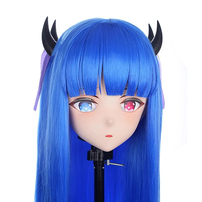 Ręcznie robiona pełna opaska na głowę zamek kobieta/dziewczyna żywica Kig maska ​​figurki Anime Cosplay japońskie anime do odgrywania ról Kigurumi maska ​​lalki