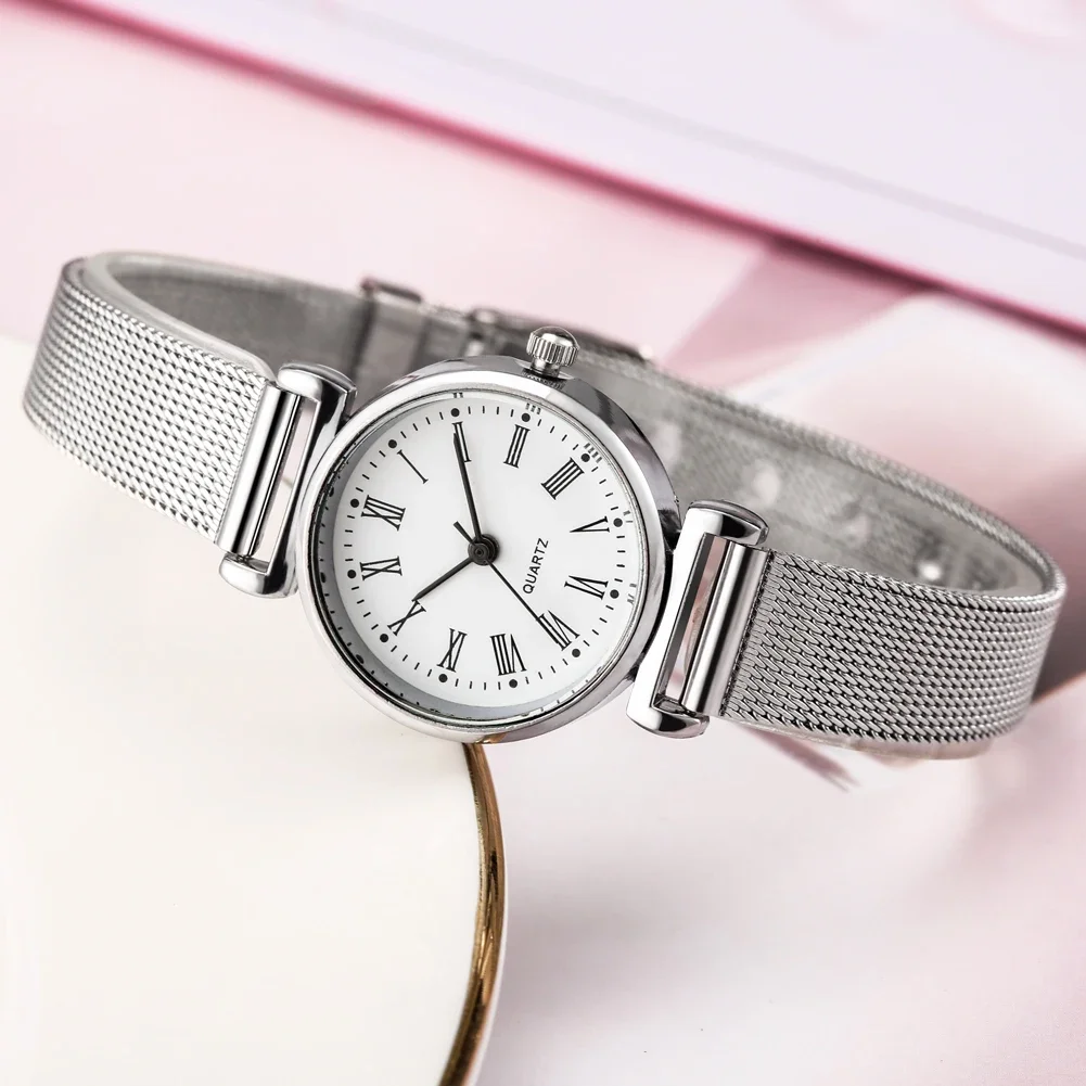 Elegant Women\'s Watches Silver Quartz Wristwatches Romen Numerals White Dial Bracelet Band Gift Ladies Watch Reloj Para Mujer 시계