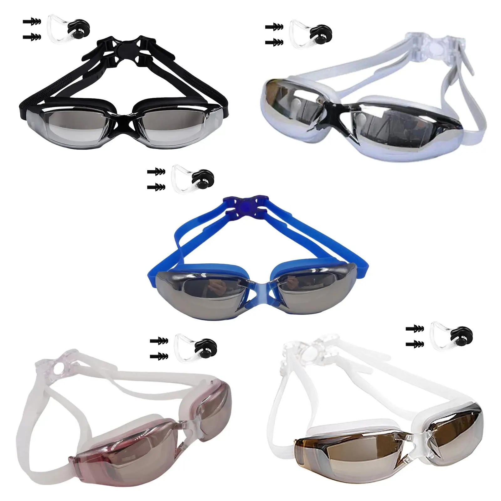 Fashion Swimming Goggles Anti Fog Case Adjustable Strap Wide Vision No Leaking