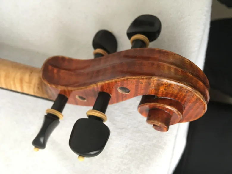 Professionelle Rotbraune Handbemalte Antike Violine Musikinstrument Handpolierte Geigen mit Koffer und Bogen-Set – Detail 7