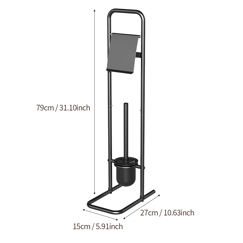Toilet Brush and Holder Long Handled for Bathroom Floor standing model with tissue holder Heavy Duty Deep Cleaning Cleaner Brush - view 3