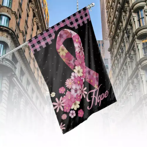 Breast Cancer Awareness Flag, Breast Cancer Pink Ribbon Flag, Faith Hope Love GGP FFL EEN AAL HHM WZZ yyi