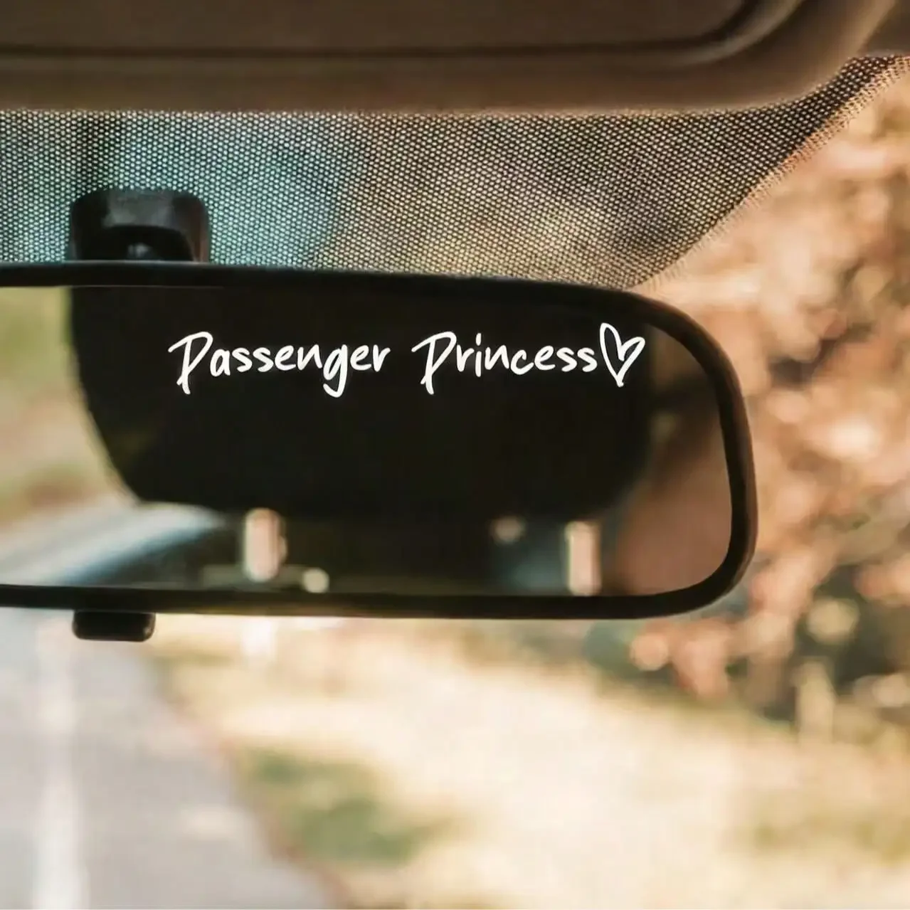 Passenger Princess Heart Accent Vinyl Sticker Waterproof Decal for Car Rear View Mirror Smooth Surface Interior Decor