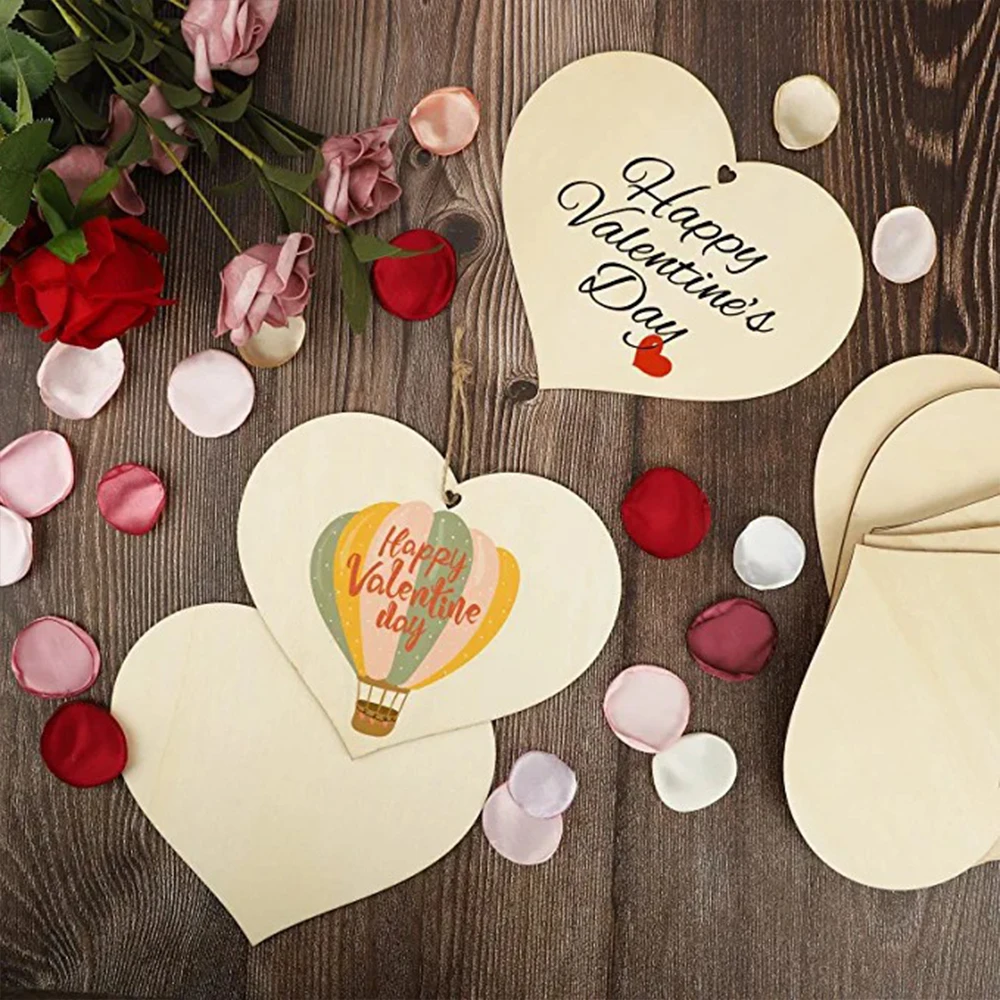 10/20/50Pcs Wooden Slices DIY Crafts Creative Decoration Christmas Wood Pieces For Happy Valentine\'s Day Pendant Gift Ornament