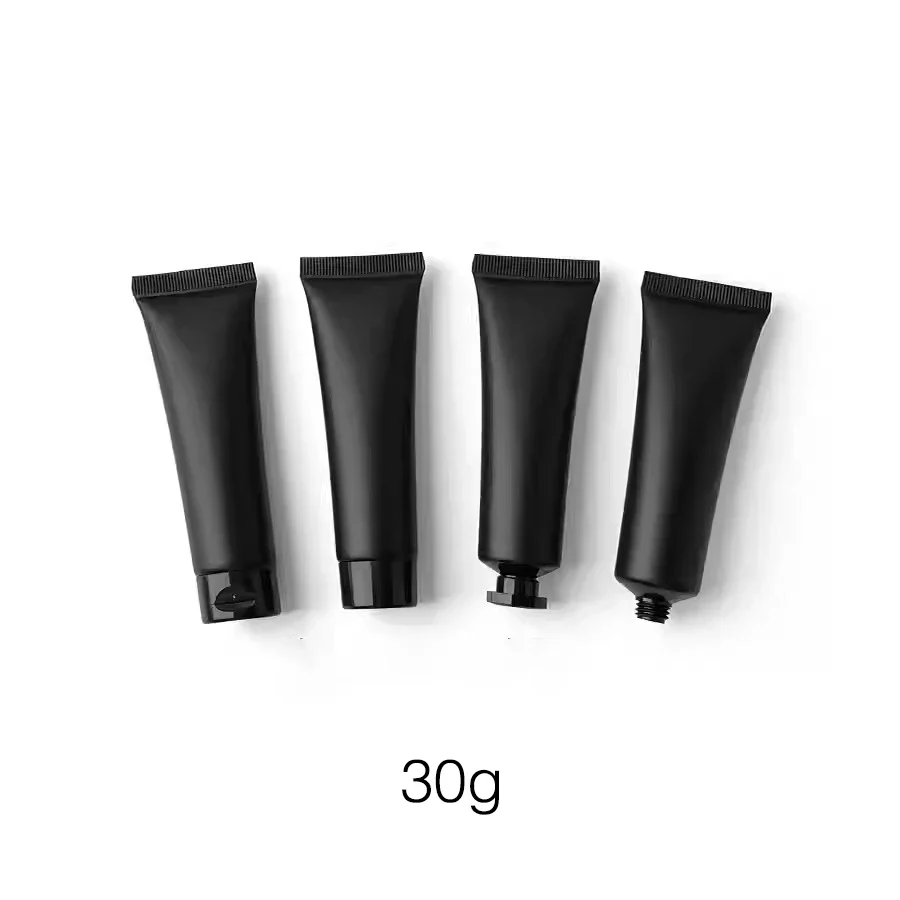 

30g Matte Black Plastic Squeeze Bottle 30ml Empty Cosmetic Container Essence Cream Lotion Ointment Refillable Soft Tube