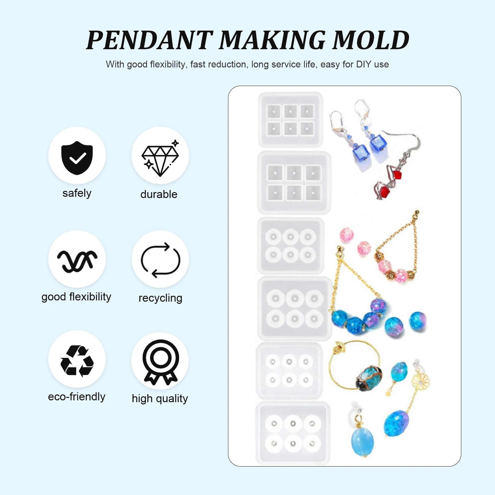 

12pcs Silicone Molds Jewelry Pendants Mold Diy Necklace Pendant Mold For Handmade Crafts Pendant Making Kit Non-Stick Easy Clean