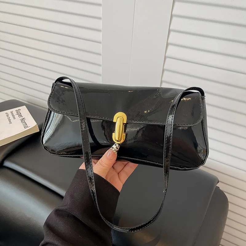 

2026 NEW 7 Colors Women Lacquered Leather Pure Color Simple Design Shoulder Bag Fashion Versatile Suitable Commuting Bag
