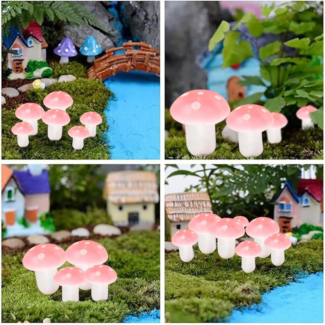 50Pcs Pink/Purple Foam Mushrooms Miniatures Fairy Garden DIY Bottle Landscape Decorative Mushroom Home Decoration Crafts
