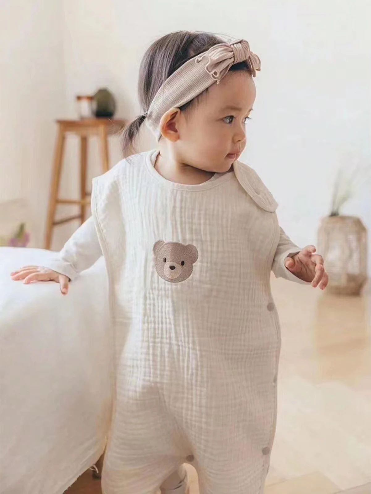 Baby gauze sleeping bag spring, summer, autumn thin children's baby four seasons pajamas image 4