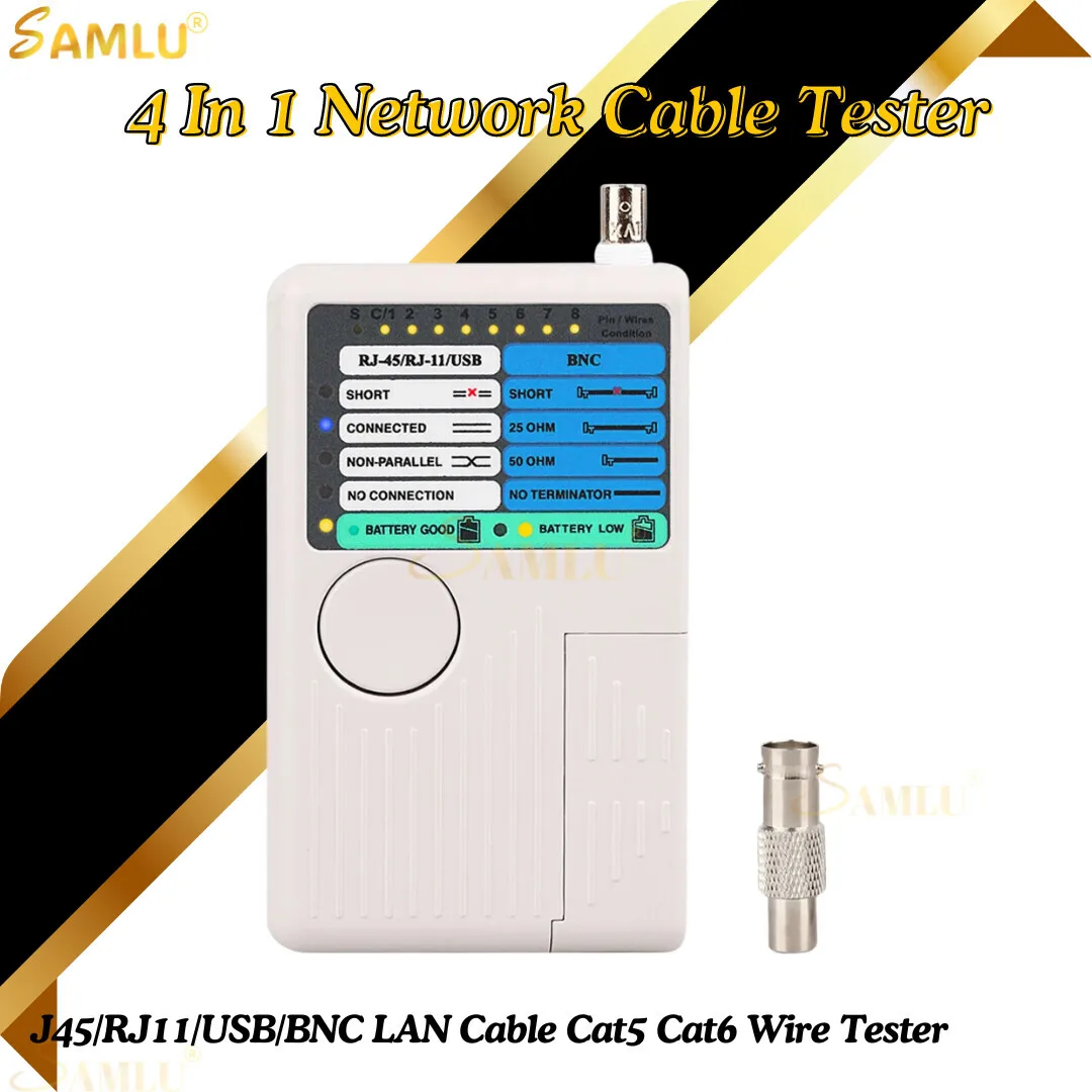 

Professional Multi Function 4 In 1 Network Cable Tester RJ45/RJ11/USB/BNC LAN Cable Cat5 Cat6 Wire Tester