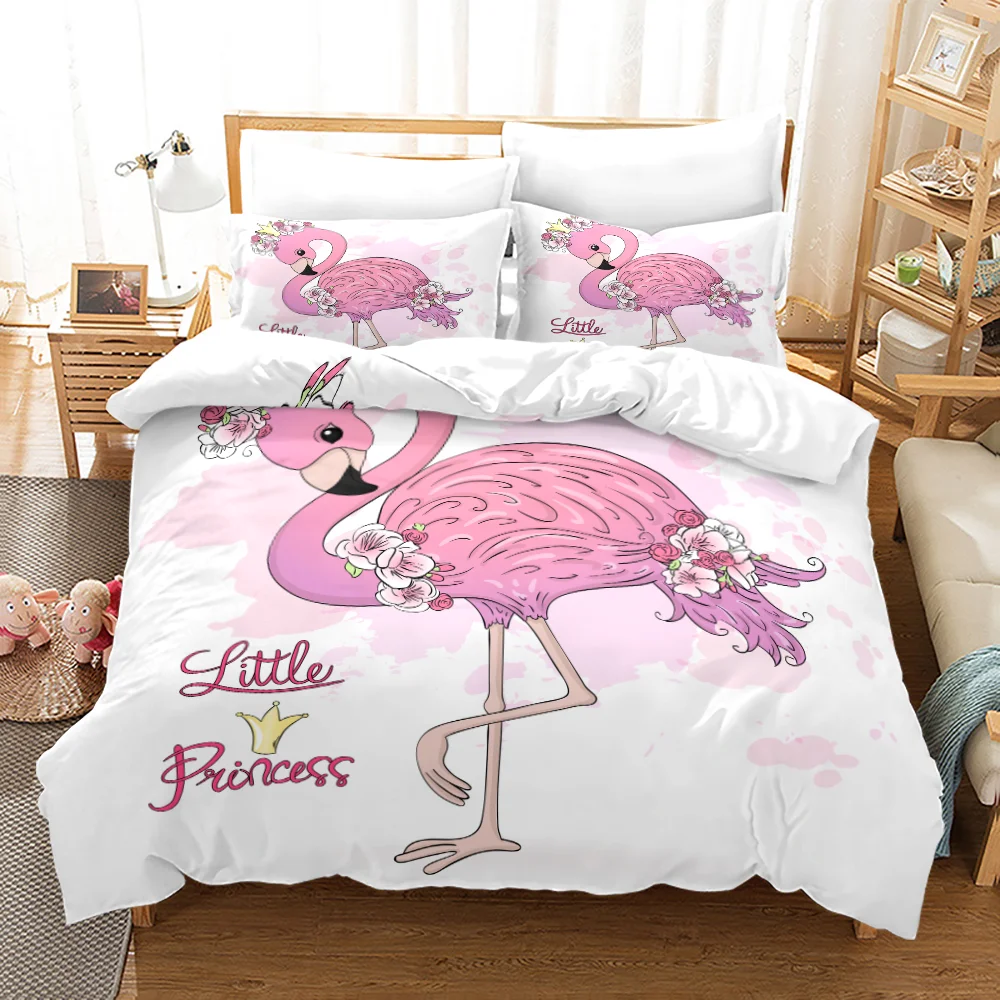 

Pink flamingo Bedding Set Single Twin Full Queen King Size Flamingo Bed Set Aldult Kid Bedroom Duvetcover Sets 3D Anime 012