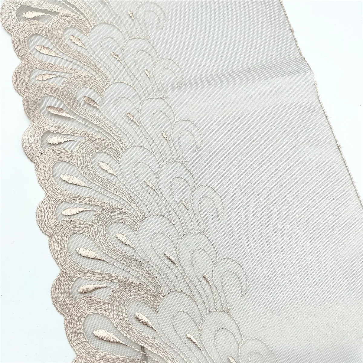 3y/lot 24cm Apricot Shimmer Embroidery Lace Trim For Clothing Accessories Dress Sewing Applique Costume Lace Fabric Wedding