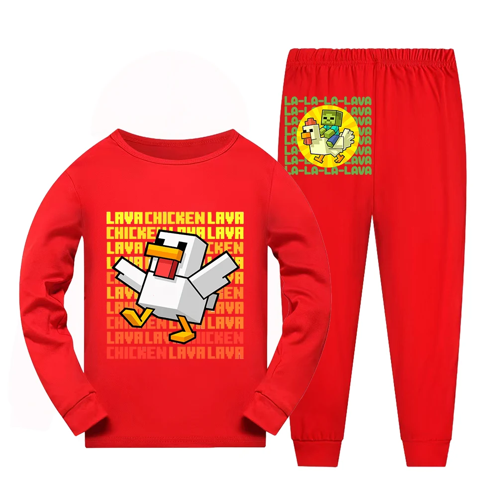 Chicken Jockey Child Pajamas Homewear Girls's Sets Cotton Pajama Girl Children's Top and Bottom Clothes Set Home Clothing Pijama