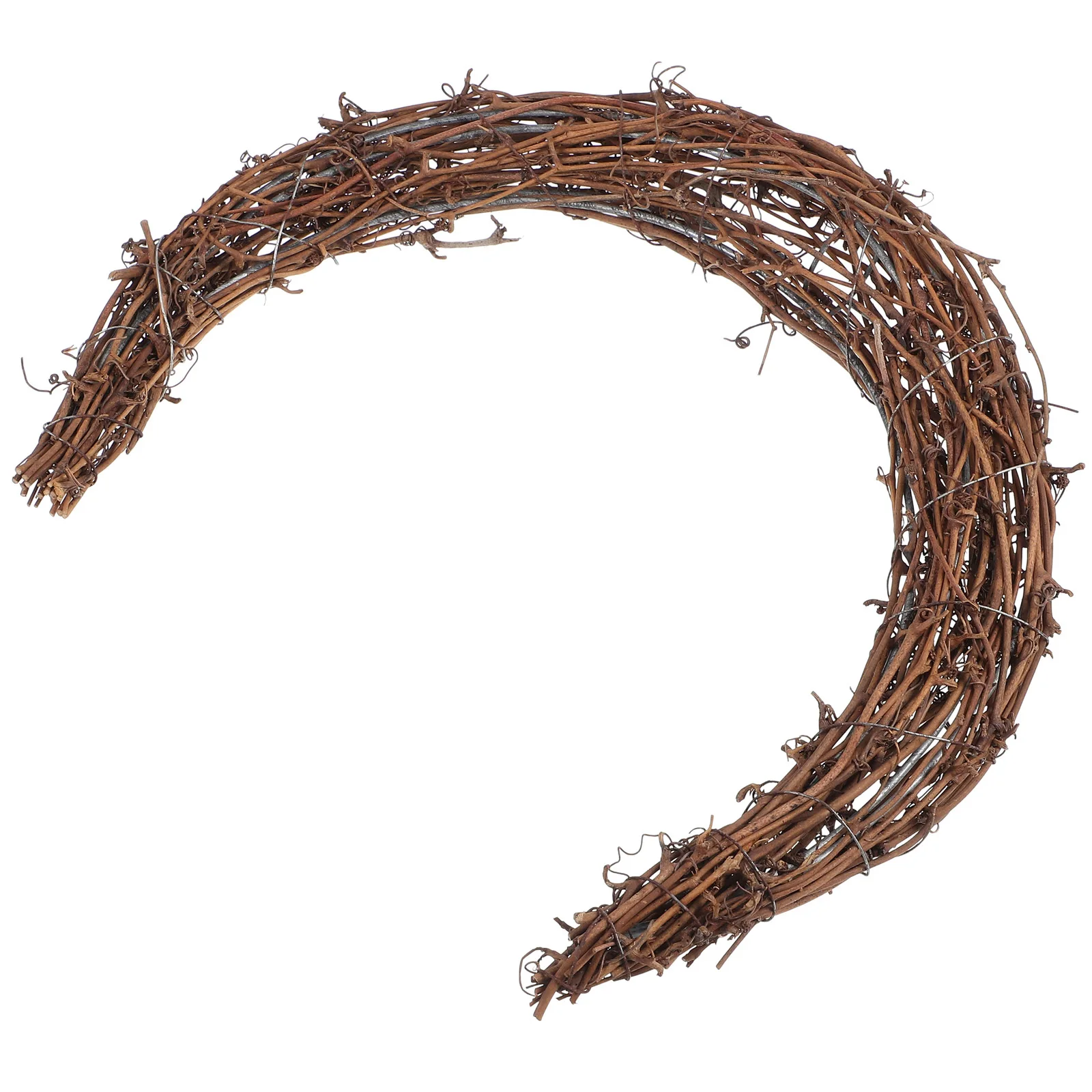 

1pcs Diy Wreath Ring Moon-Shaped Decorative Floral Frame For Christmas Party Wall Hanging Natural Garland Materials Wreath