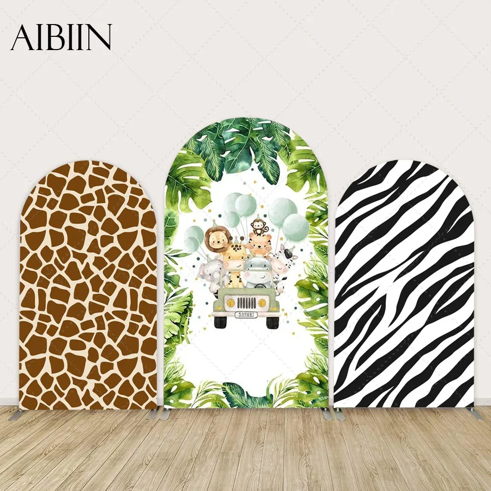 

Jungle Safari Animals Arch Backdrop Covers Giraffe Birthday Party Arch Baby Shower Party Background Decorations