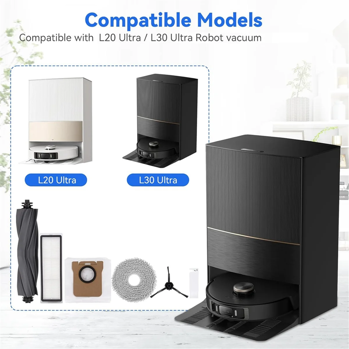 The New For L20 Ultra / L30 Ultra Robotic Vacuum Cleaner Spare Parts Main Side Brush HEPA Filters Mop Cloth Dust Bags