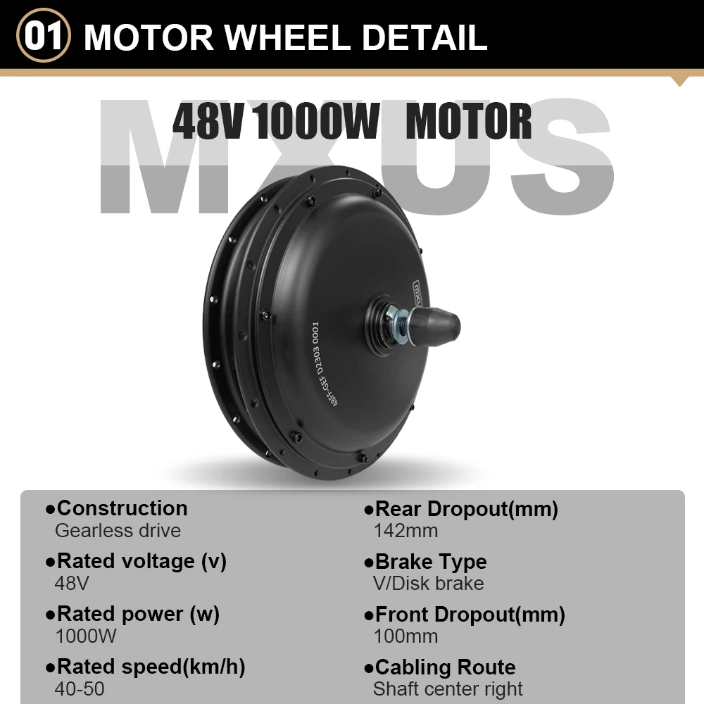 48V1000W Electric Bike Conversion Kit MXUS Motor 20-29 Inch 700C *3.0 Tire Front/Rear wheel hub motor