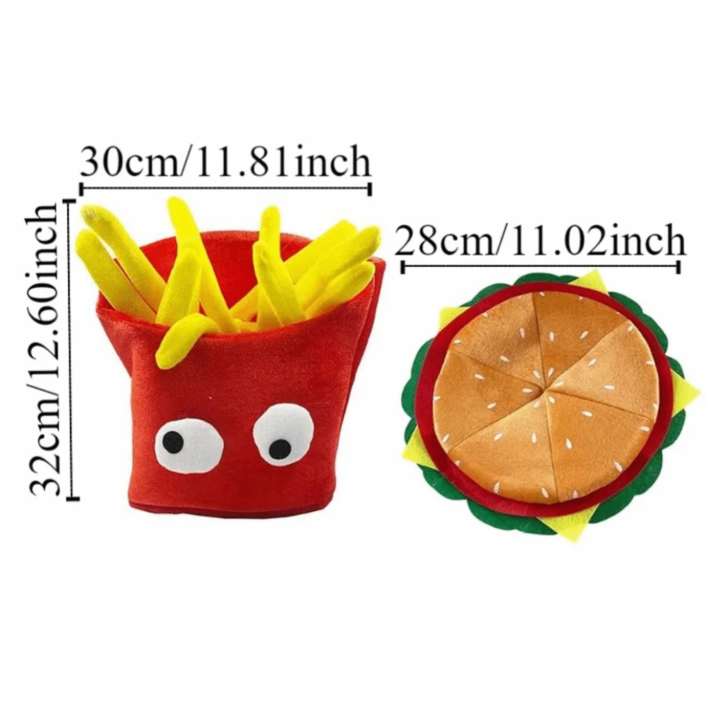 Novelty Creativity Party Hamburger Hat Cute Comfortable Decorative Fries Hat Lightweight Cartoon Caps Cosplay view 6