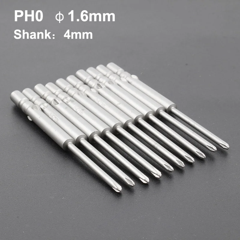 10pcs 4MM Srewdriver Bits Cross Electric Batch Head S2 Alloy Steel Material 1.2mm-4.0mm PH0 PH1 PH2 Electric Screw Driver Parts