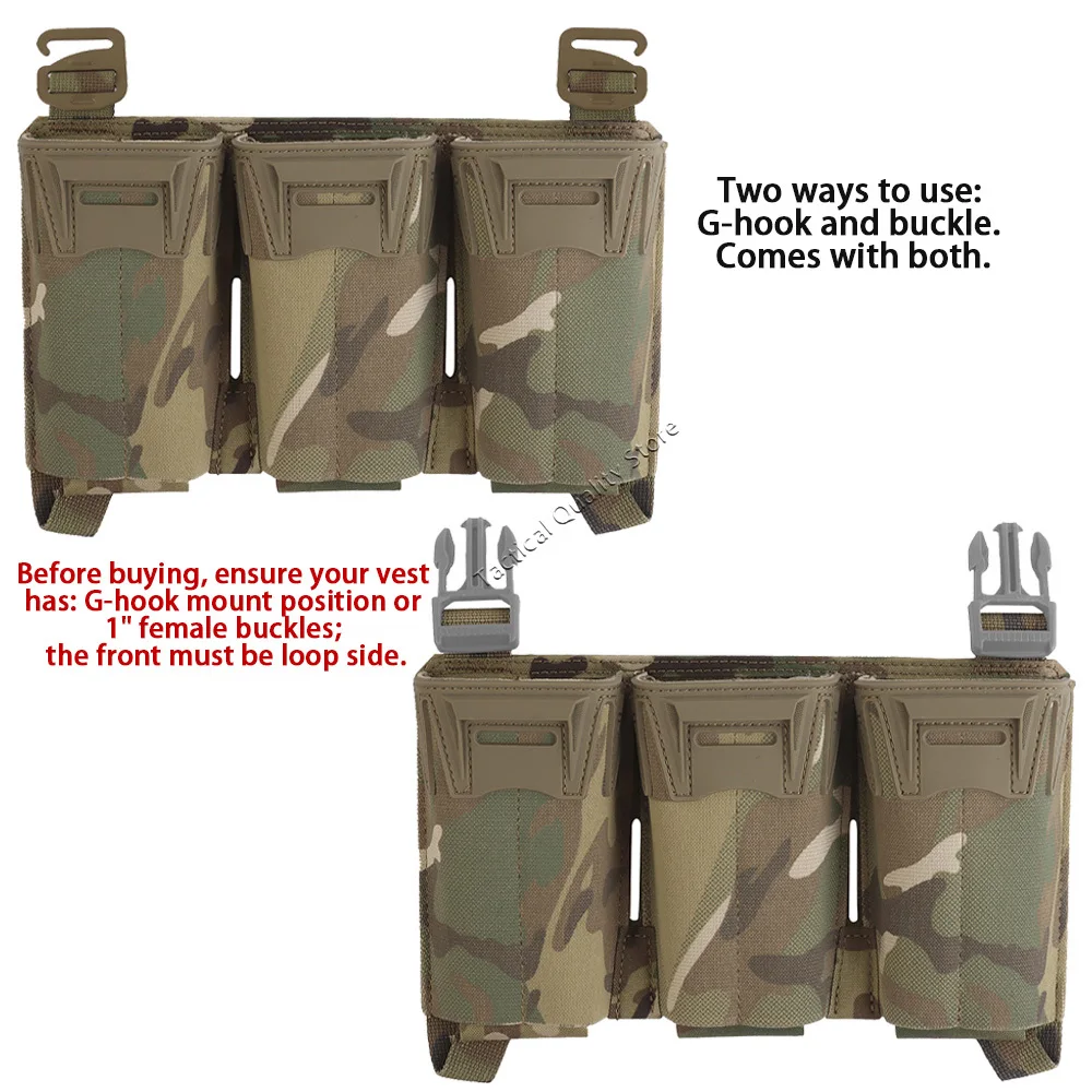 حقيبة ثلاثية ماج تكتيكية مولي ثلاثة مجلات 5.56/7.62X39/PCC أو ستة أكياس غلوك ممتدة 9 مم خطافات G أبازيم بلاكارد M4 #3