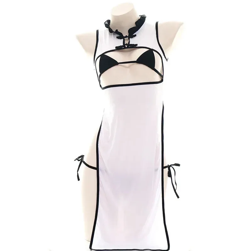 CyLadies الصينية شيونغسام سلسلة موحدة زي المرأة مثير التقليدية الكلاسيكية تشيباو فستان ارتداءها منامة فستان النوم تأثيري #4