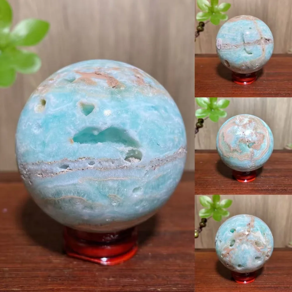 1PCS Natural Raw Stone Blue Arogonite Sphere Druzy Geode Stone Healing Crystal Reiki Energy Home Decor Ornaments Gifts