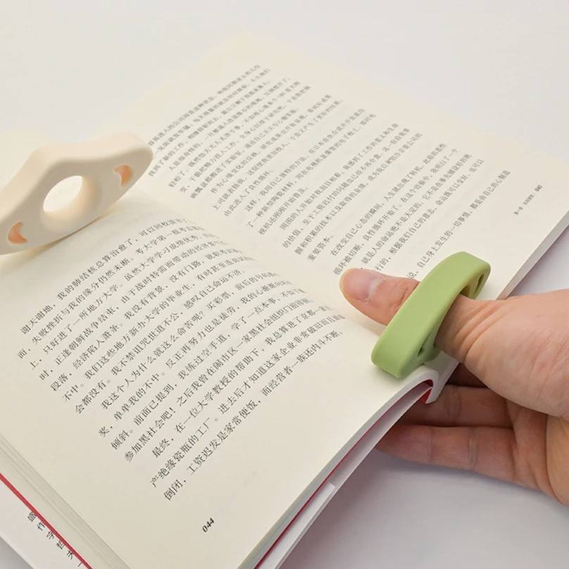 Soporte de silicona para el pulgar para libros, marcapáginas, suministros escolares, Ayuda de lectura suave, accesorios para libros, marcapáginas