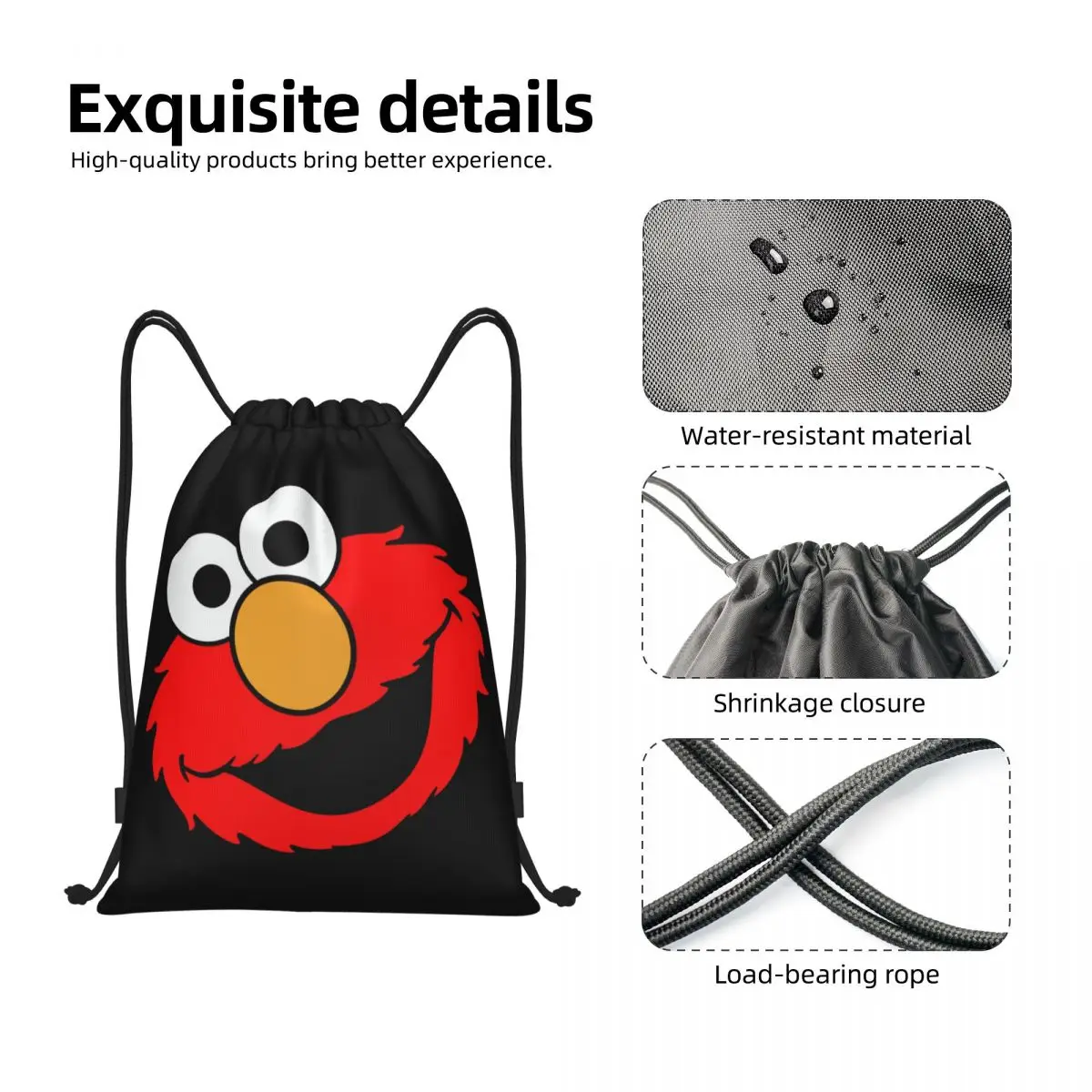 Custom Elmo Face Drawstring Backpack Sports Gym Bag for Women Men Sesame Street Shopping Sackpack