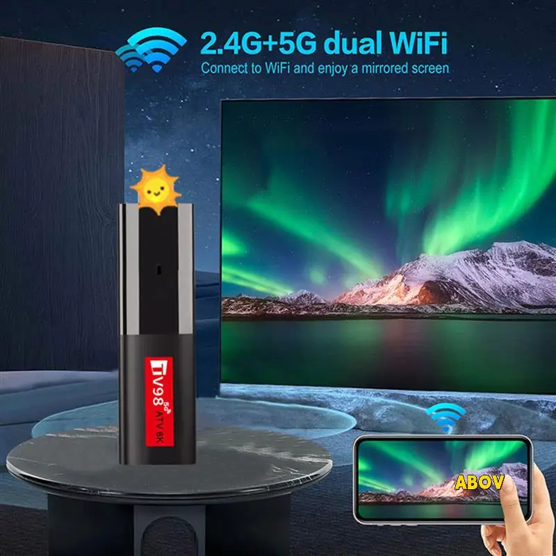 

2X Android14 ATV Smart TV Stick Allwinner H618 Support 8K Video 2.4/5G Wifi6 Voice Remote Mini TV Box Portable Player
